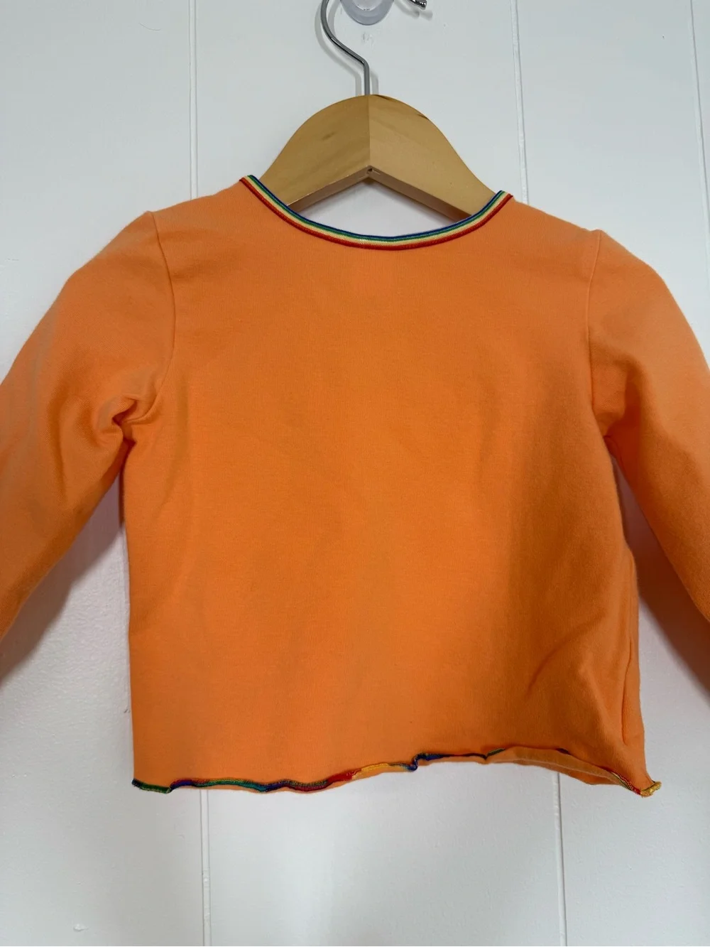 Old Navy Vintage Y2K 2001 Orange Rainbow Ruffle Edge Long Sleeve Tee